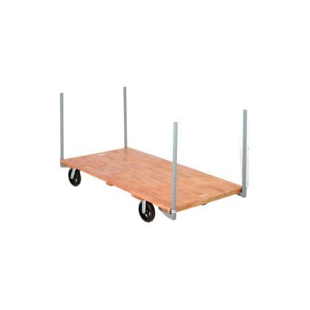 Global Equipment Stake Handle Hardwood Deck Truck 72x36 2400 Lb. Cap. 8" Rubber Casters 952514